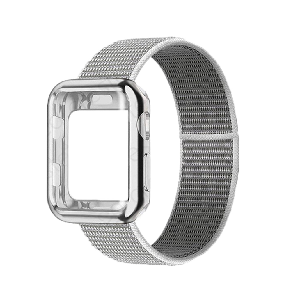 Dây Nylon Đeo Tay Với Vỏ Bảo Vệ Cho iWatch Series 7/6/5/4/3/SE 45mm 41mm 44mm 40mm 42mm 38mm