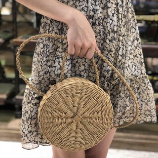 Giỏ cối mây đan từ sợi rơm tự nhiên