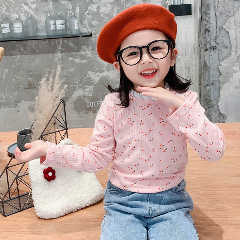 Áo Cổ Bèo In Hoa Hàn Quốc Cho Bé Gái