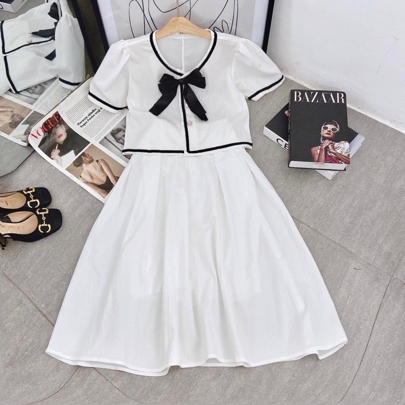 [ 𝐅𝐑𝐄𝐄 𝐒𝐇𝐈𝐏 ] SÉT VÁY UZZLANG TIỂU THƯ CÚC NƠ NGỌC CAO CẤP CHẤT CHÉO THÁI HÀNG L1