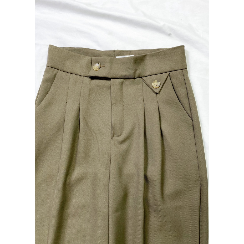 (Ảnh thật) Quần culottes vải chất ruby cao cấp dáng suông nắp túi Quansuongcaptuitamgiac255