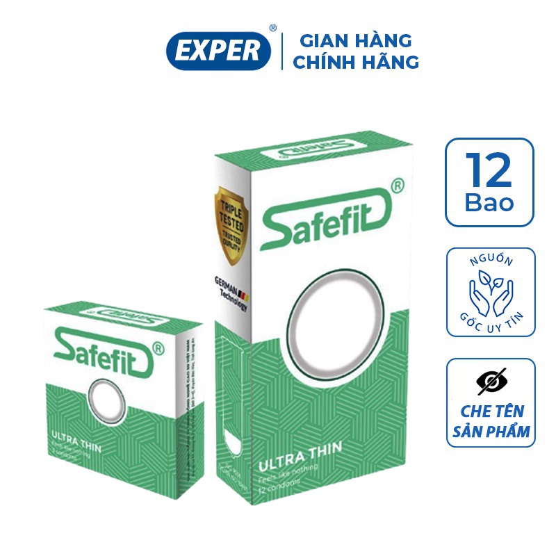 Bao cao su 49mm SafeFit Utra thin, bcs siêu mỏng chống xuất tinh sớm kéo dài thời gian quan hệ