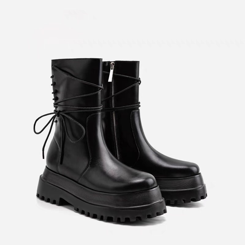 Boot đế bánh mì dây buộc sau