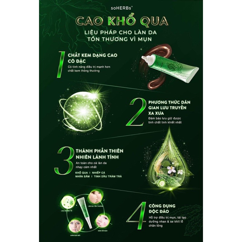 Cao Khổ Qua soHERBs Dành Cho Da Mụn, Tái Tạo Dưỡng Nhan