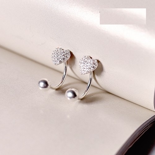 Bông tai mini Heart Diamond B13 - khuyên tai nữ bạc ý 925 - phụ kiện trang sức