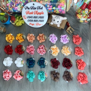 Hoa Bột Nail -set 2 bông Hoa Hồng Đá