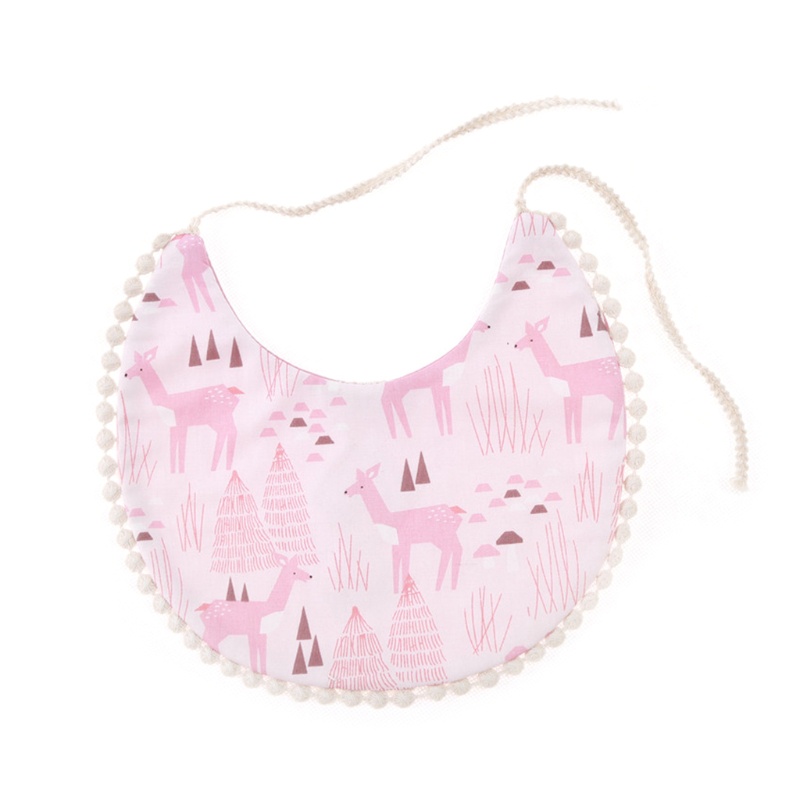 Khăn Yếm Vải Cotton In Hoa Buộc Dây Phối Ren Dễ Thương Cho Bé Sơ Sinh