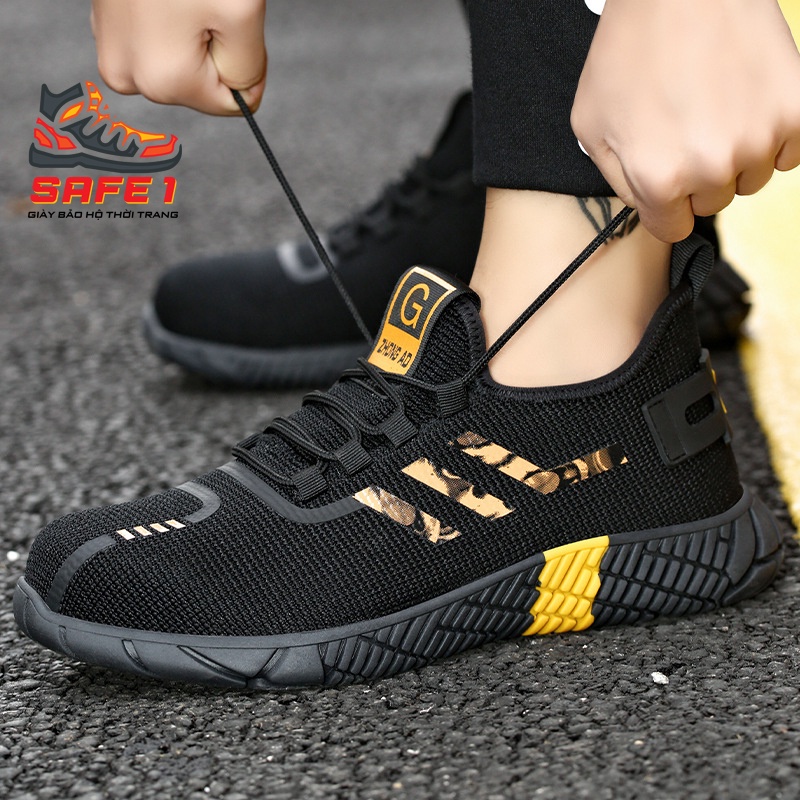 Giày bảo hộ lao động guyisa siêu nhẹ, kiểu dáng thể thao, chống đinh, chống va đập, chống tĩnh điện