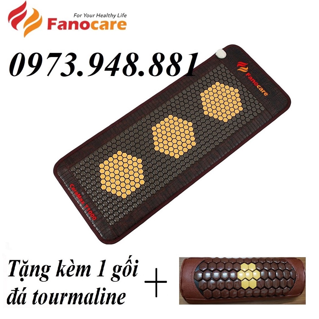 Thảm đá nhiệt nóng Fano mã T1000 KT 60x150cm (Tặng kèm 1 gối đá tourmaline)
