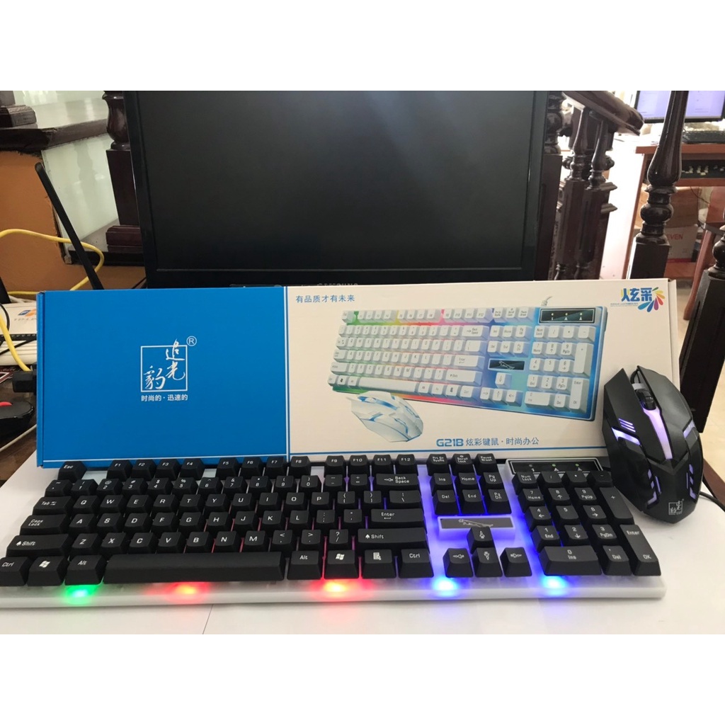 Combo Bàn phím và chuột giả cơ Switch quang đánh cực nhạy  Led Xuyên Phím Bề mặt kim loại chống cháy siêu bền