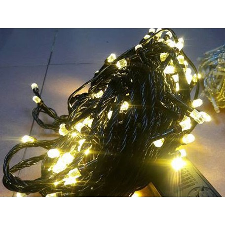 Dây đèn led nháy 40m màu vàng, bóng LED cao cấp kim cương hình trụ bóng to