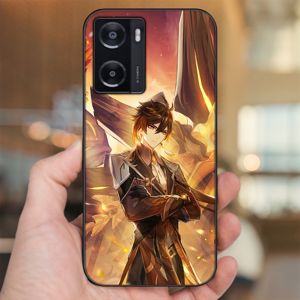 Ốp lưng Oppo A57 4G viền đen in hình Zhongli Genshin Impact