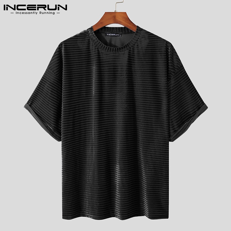 Áo thun Incerun tay ngắn cổ tròn 3 màu tùy chọn đơn giản thời trang dành cho nam