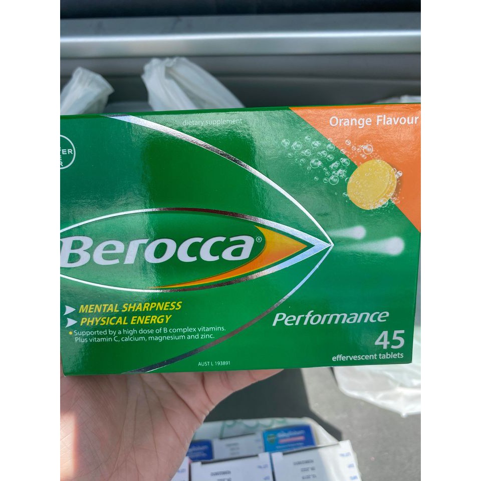 Viên sủi bổ sung Vitamin Berocca Performance( Vị cam,Cam& xoài, cam& dâu) hộp 45 viên.