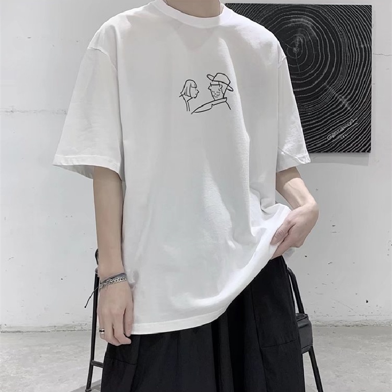 Áo Thun Tay Ngắn Dáng Rộng In Họa Tiết Hoạt Hình Phong Cách Hàn Quốc Thời Trang Mùa Hè Cho Nam Size M-8XL