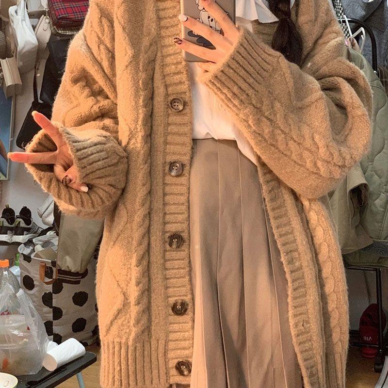 Áo Khoác Cardigan Dệt Kim Tay Dài Dáng Rộng Mềm Mại Phong Cách Nhật Bản Cổ Điển Thời Trang Mùa Thu Cho Nữ