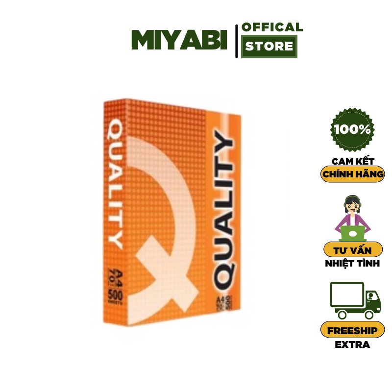 Giấy in A4 QUALITY định lượng 70gsm/ tập - Giấy a4 văn phòng phẩm giá rẻ cao cấp- MIYABI STORE