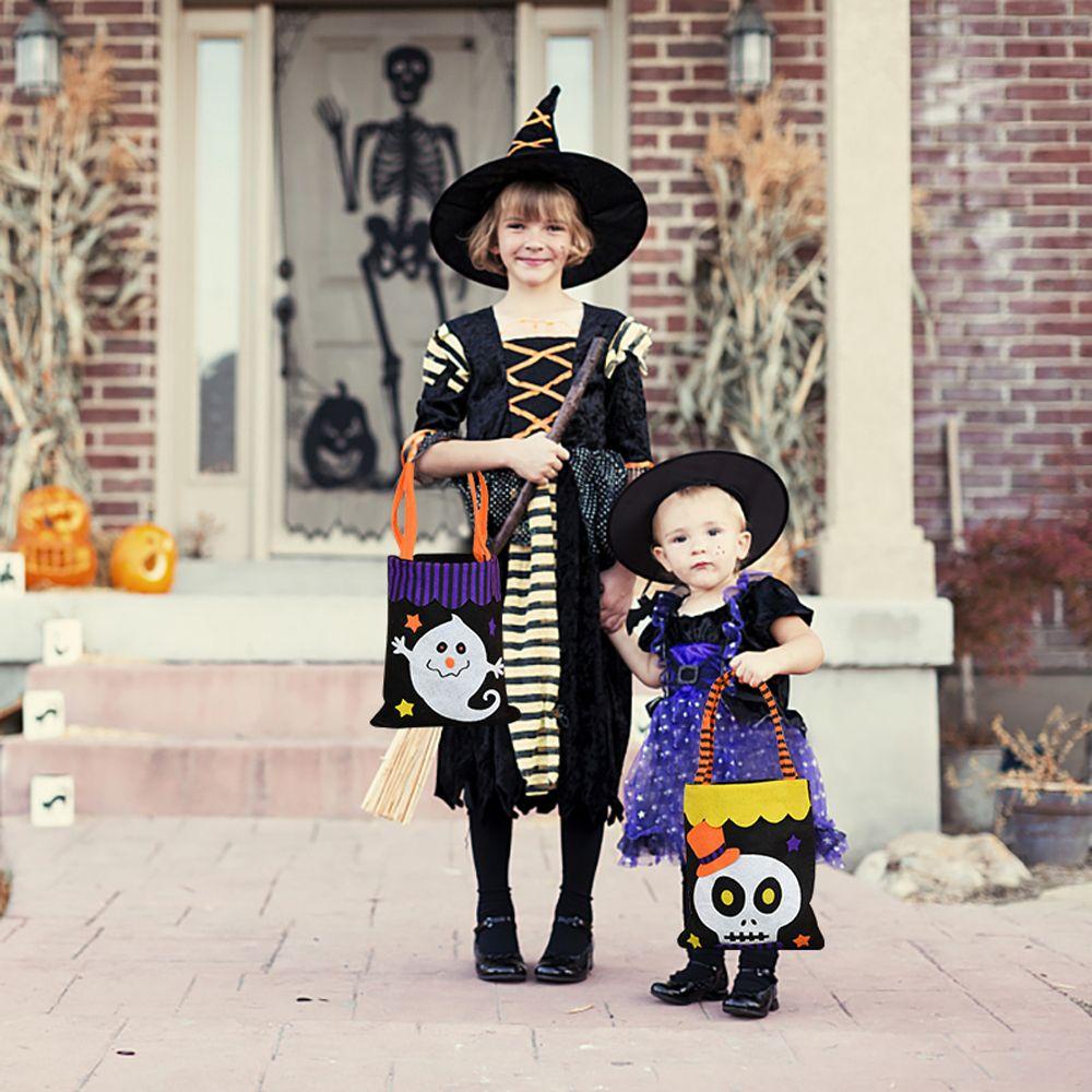 Túi Đựng Kẹo Có Tay Cầm Họa Tiết Hoạt Hình Phong Cách Halloween Cho Trẻ Em