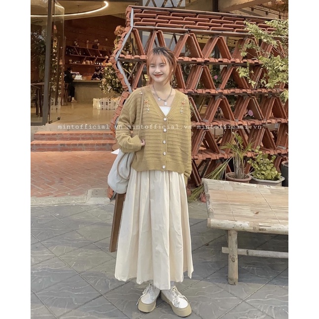 Chân váy dáng dài chất mặt nhung dày dặn không nhăn