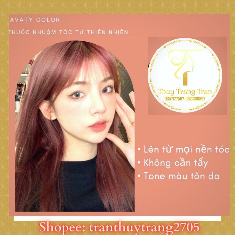 Thuốc Nhuộm Tóc Màu NÂU HỒNG ĐÀO Không Tẩy