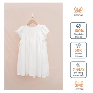 Váy bé gái CRABIE babydoll hoa nhí tay bồng thoáng mát mùa hè - Silky Dress - Trắng