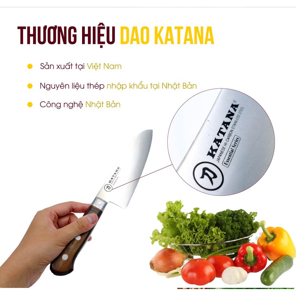 Bộ dao bếp Essential Series 3 món Dao thái thịt cá /Dao đa năng/Dao gọt hoa quả Thép Nhật Bản - KATA200