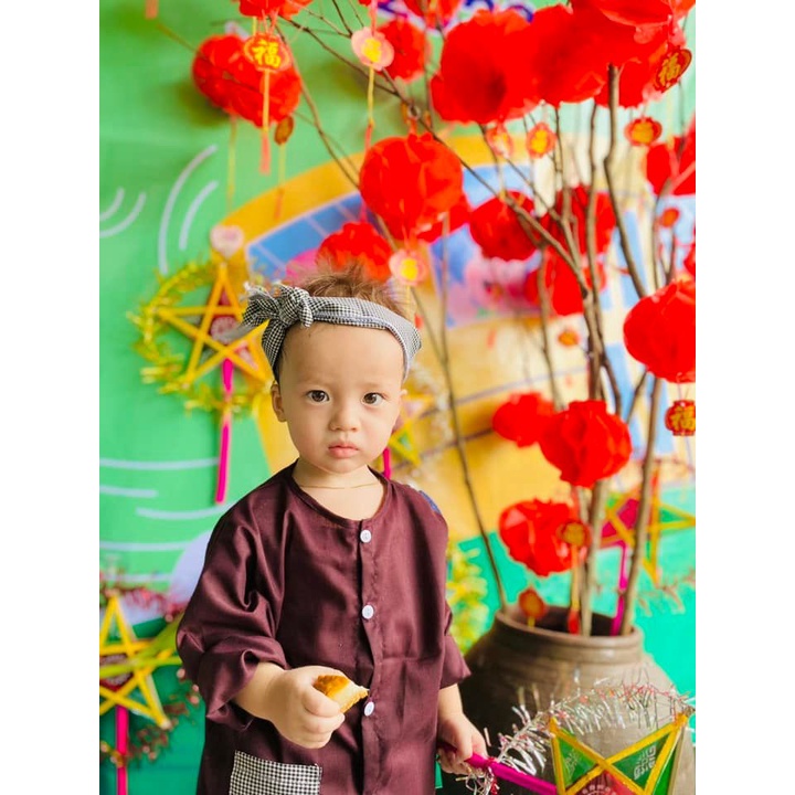 Bộ quần áo bà ba cho bé trai, bé gái có kèm khăn chất đẹp