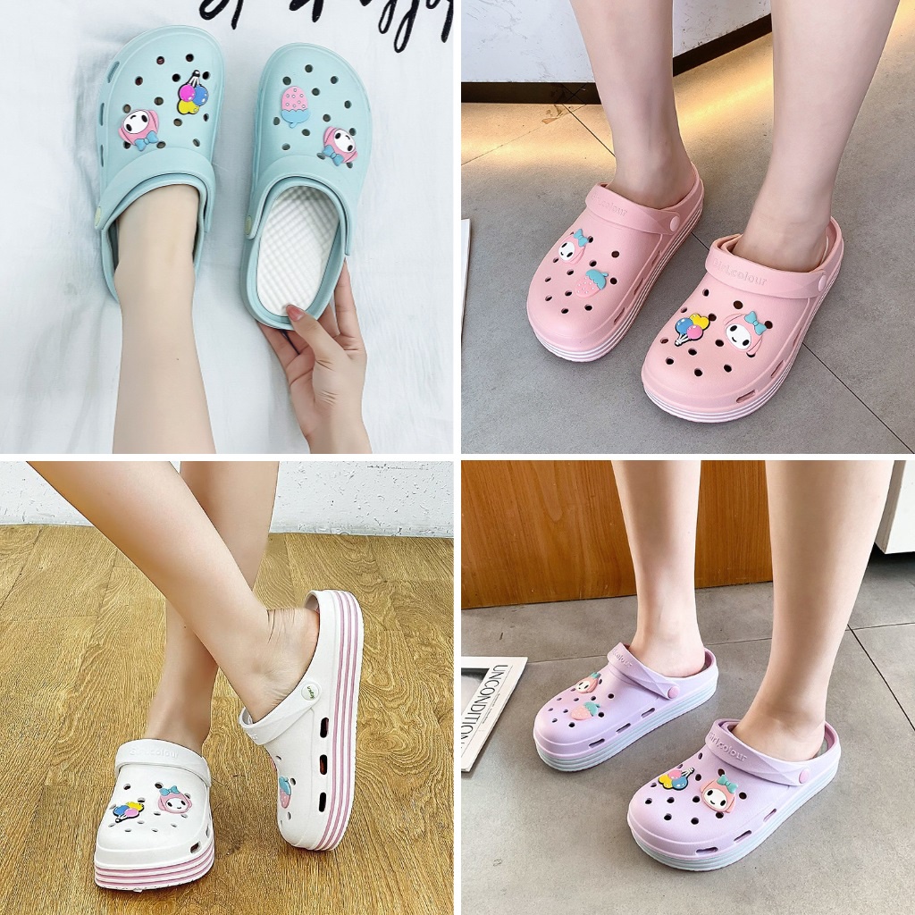 Dép cross, Dép crocs nữ Y Tá đẹp hãng Heyun quai ngang 100% nhựa Eva siêu êm chân tặng 8 sticker jibbit CROSS TREND