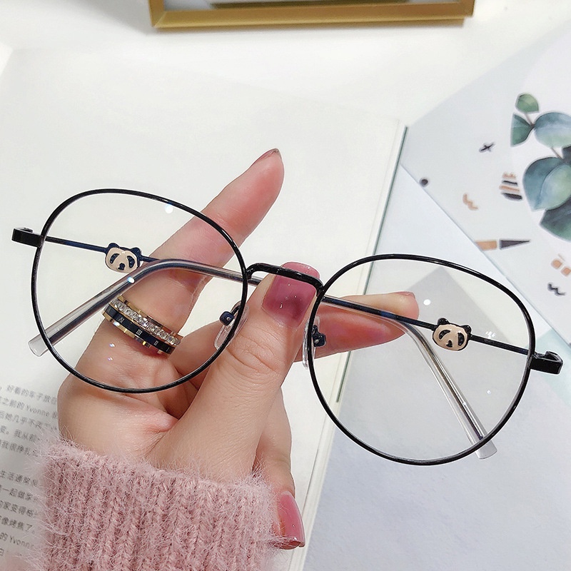 Mắt Kính Tròng Tròn Chống Ánh Sáng Xanh Chống Tia Bức Xạ Hình Gấu Trúc Thời Trang Hàn Quốc Cho Nam Nữ