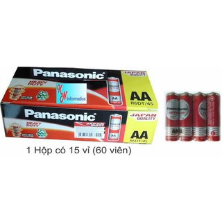 Hộp 60 viên pin AA Panasonic tiểu màu đỏ và xanh