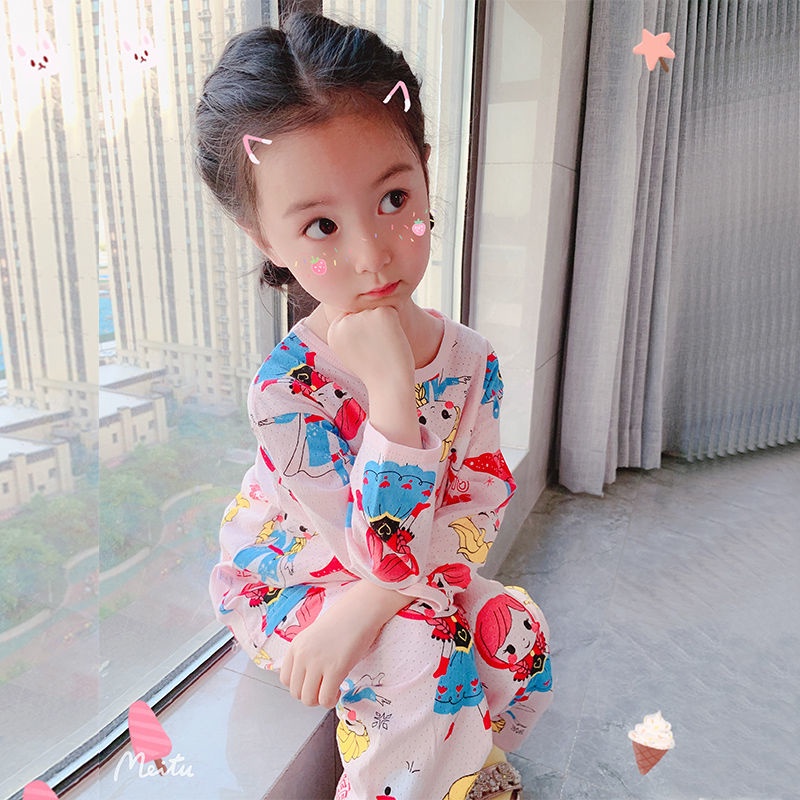 Bộ Đồ Ngủ Cotton Mỏng Nhẹ Thời Trang Mùa Hè Cho Bé Gái