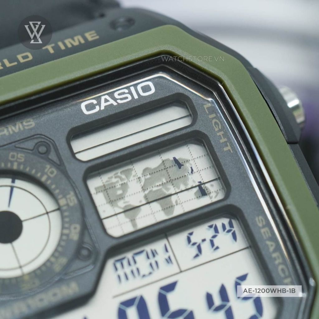 Đồng Hồ Điện Tử Nam Casio WATCHSTORE AE-1200WHB-1BVDF Thiết Kế Mặt Kính Nhựa 42mm Kèm Dây Đeo Vải Tiện Lợi