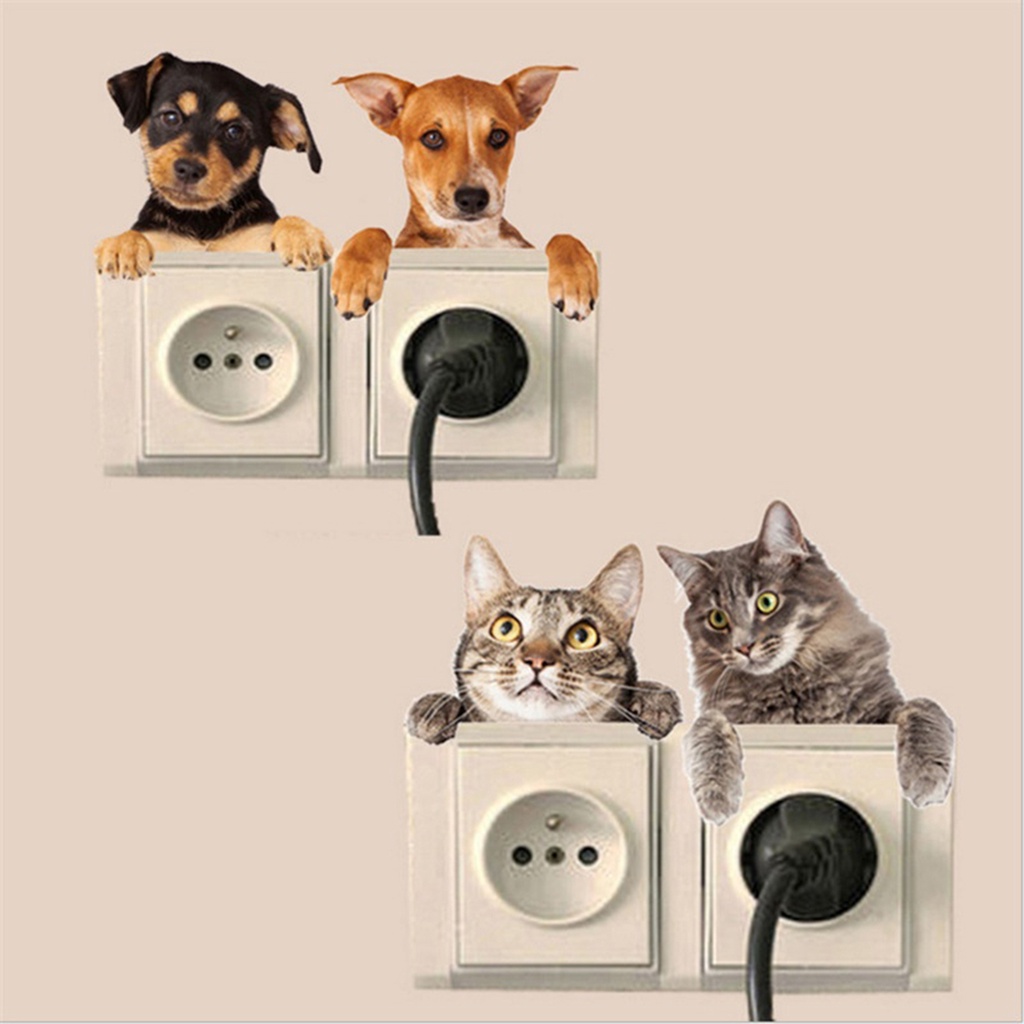 Set 4 Miếng Dán Tường PVC Họa Tiết Hoạt Hình Tháo Được Trang Trí Phòng Khách