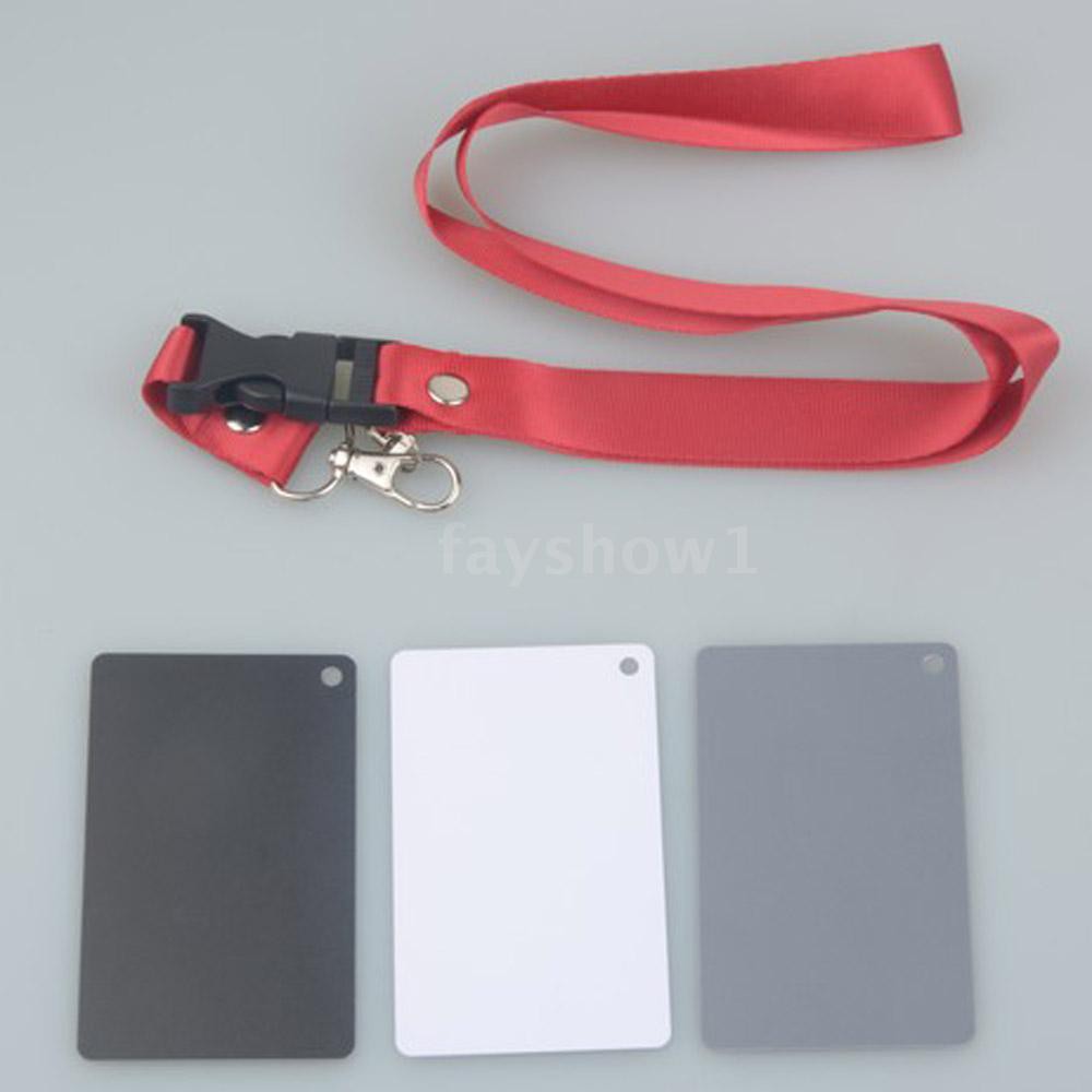 ✨TOP 3 in 1 Pocket-Size Digital White Black Grey Balance Cards 18% Gray Card with Neck Strap for Digital Photography