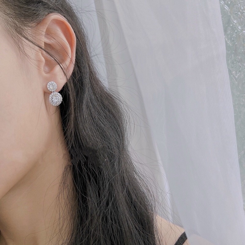 Bông tai hồng ngọc xi vàng/ xi bạch kim siêu sáng BHN69