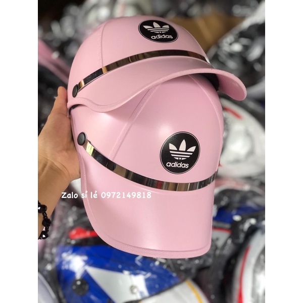 Nón bảo hiểm kết thể thao titan tem mèo thần tài tai mèo adidas mũ bảo hiểm đai inox có khoét sau tóc cho nữ chuẩn đẹp
