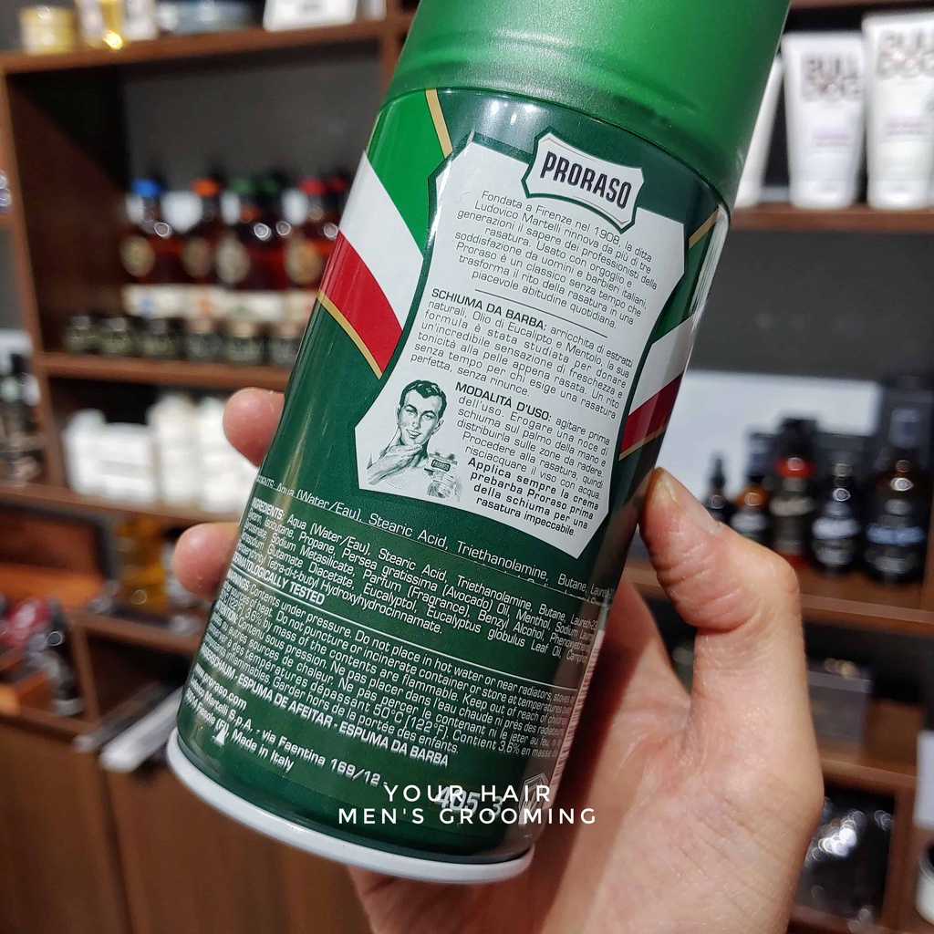 Bọt cạo râu dưỡng da Proraso Shaving Foam Refresh 300ml | Mùi Bạch đàn - Eucalyptus