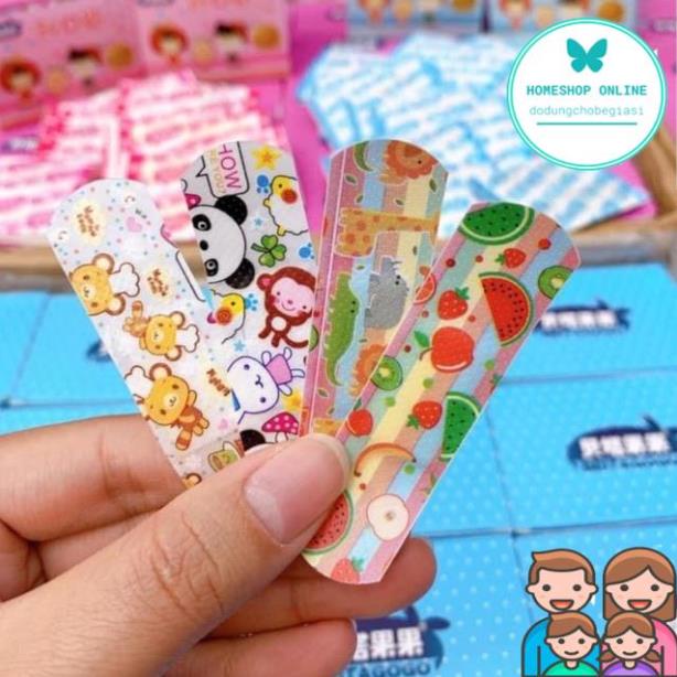 Hộp băng gâu 100 miếng hình ngộ nghĩnh cho bévăng  keo cá nhân urgo hình họa tiết cute dễ thương Healthcare24h E001, 1 h