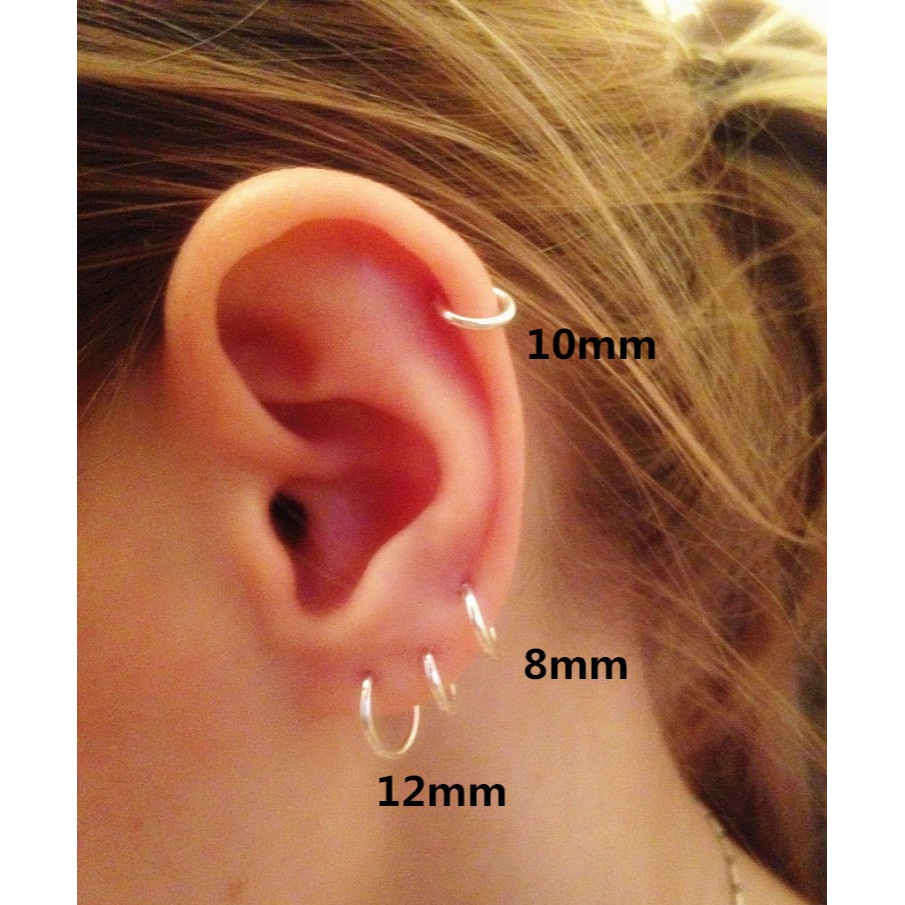 Khuyên tai bạc tròn trơn nhiều size có chốt  1 chiếc đường kính 1 cm-Trang sức TNC Jewellery