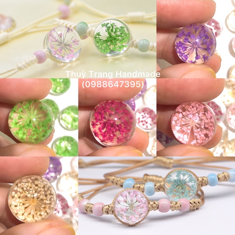 Mặt THỦY TINH ÉP HOA KHÔ làm mặt vòng tay, dây chuyền, trang sức handmade