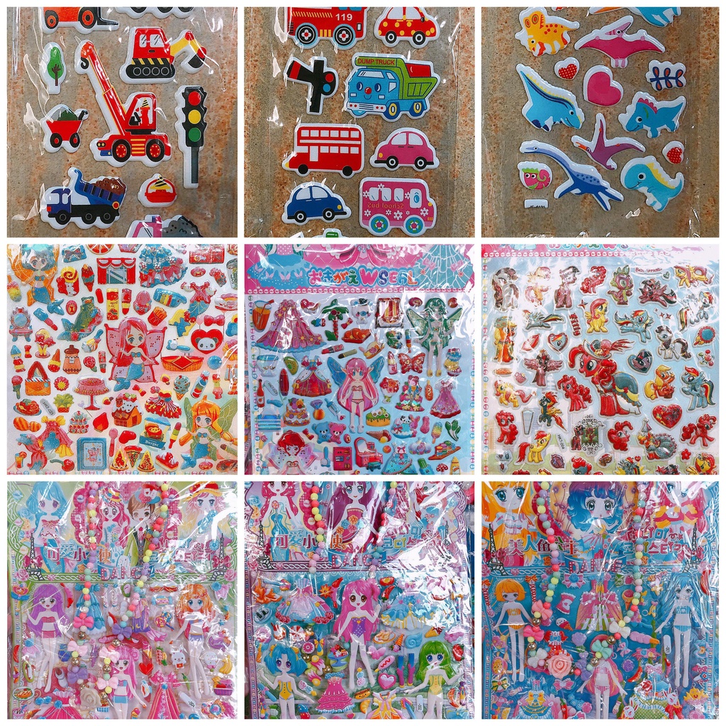 Tờ Dán Sticker Nổi 3D Thời Trang, Công Chúa Bản To Nhiều Chi Tiết Cho Bé
