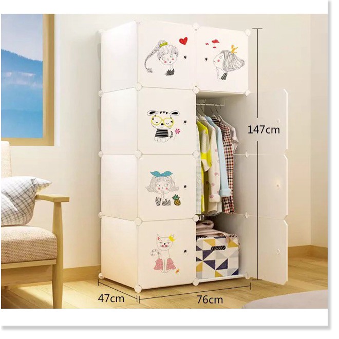FREESHIP 99K TOÀN QUỐC_🍃TỦ NHỰA GHÉP ĐA NĂNG 8 Ô SÂU 47cm( thân trắng cửa như mẫu). Tặng 1 treo đồ