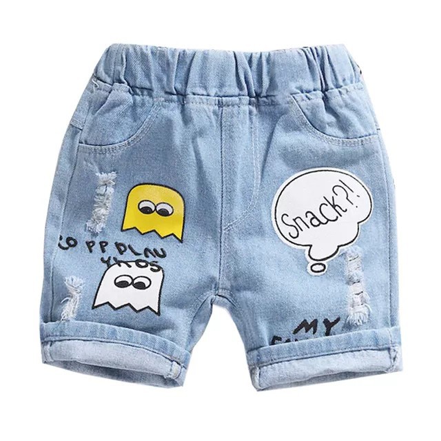 Quần Jeans đùi thêu hình cho bé