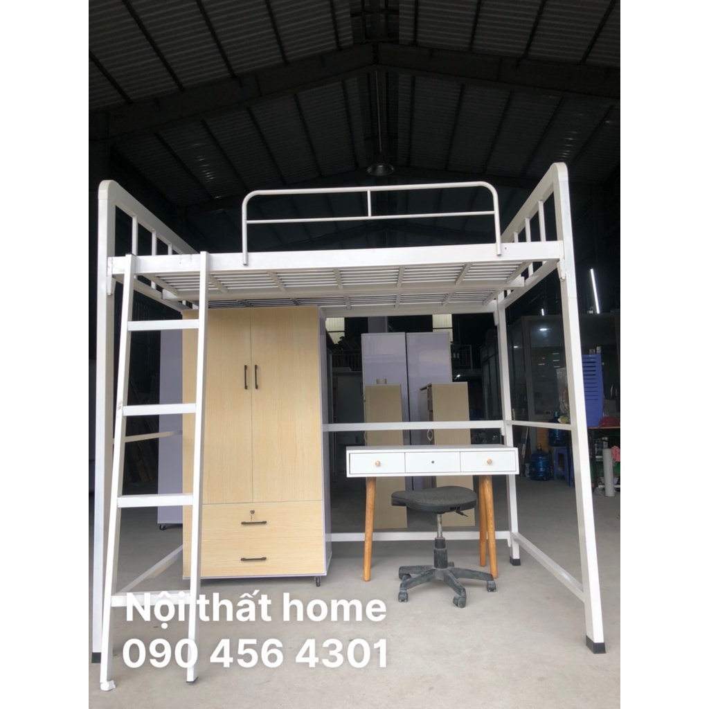 Giường 1 tầng trên Cao Thiết Kế Cứng Cáp, Tiện Lợi dành Cho nhà có không gian Nhỏ Hẹp Đủ Kích Thước Màu Trắng