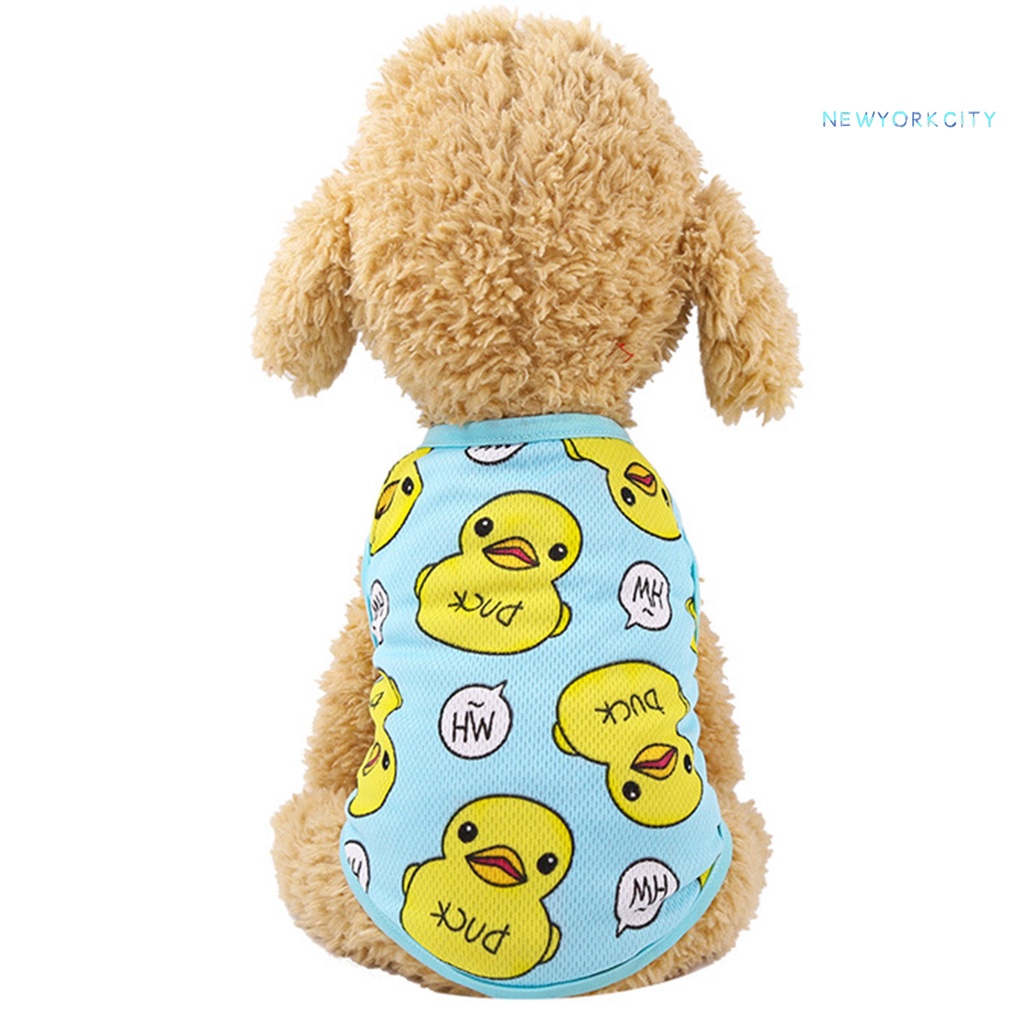Áo Sát Nách Phối Lưới Thoáng Khí In Họa Tiết Vịt Hoạt Hình Thời Trang Xuân Hè Cho Thú Cưng