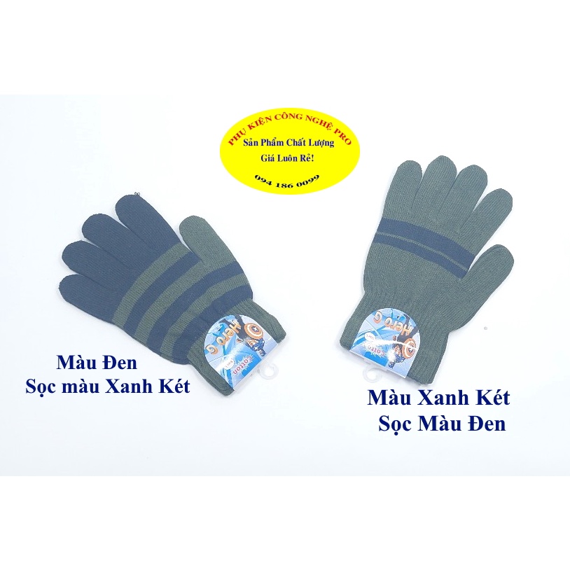 Găng tay len Bao tay len cao cấp cho Nam Bít ngón Sọc ngang Nhãn HERO G Cotton Size L Chống nắng Bảo vệ da tay Sx tại VN