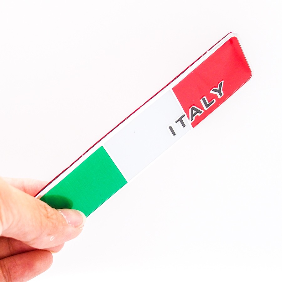 Sticker metal hình dán kim loại Sticker Factory - Chủ đề cờ Ý Italia 10.5x3cm