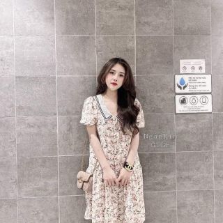 Váy babydoll 2 lớp phối cổ viền ren