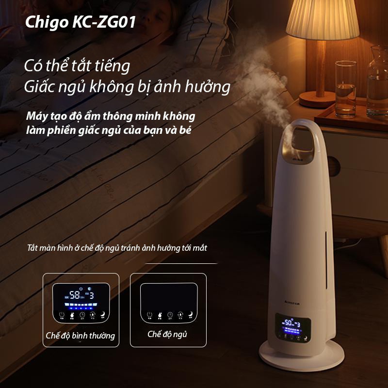 Máy Phun Sương Tạo Ẩm CHIGO -Màn Hình LED Điều Khiển Từ Xa-Lọc Nano Loại Bỏ Vi Khuẩn