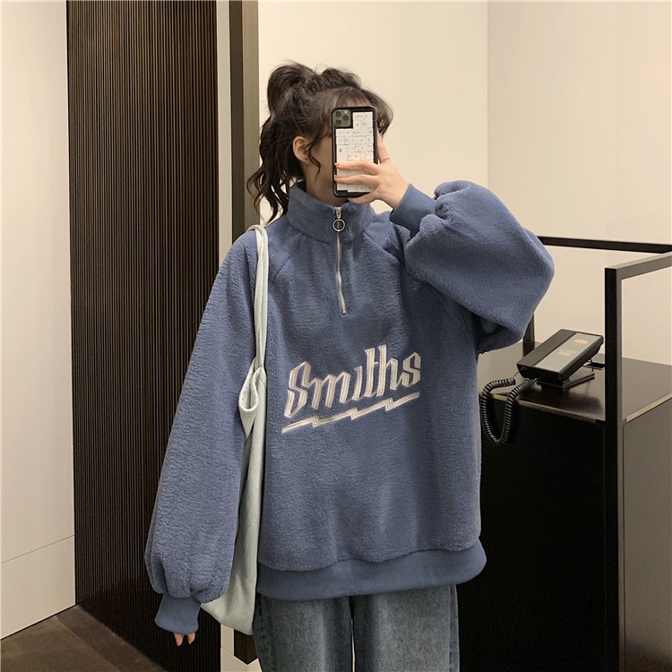 Áo Hoodie Dáng Rộng In Chữ Phong Cách Hàn Quốc Thời Trang Cho Nữ